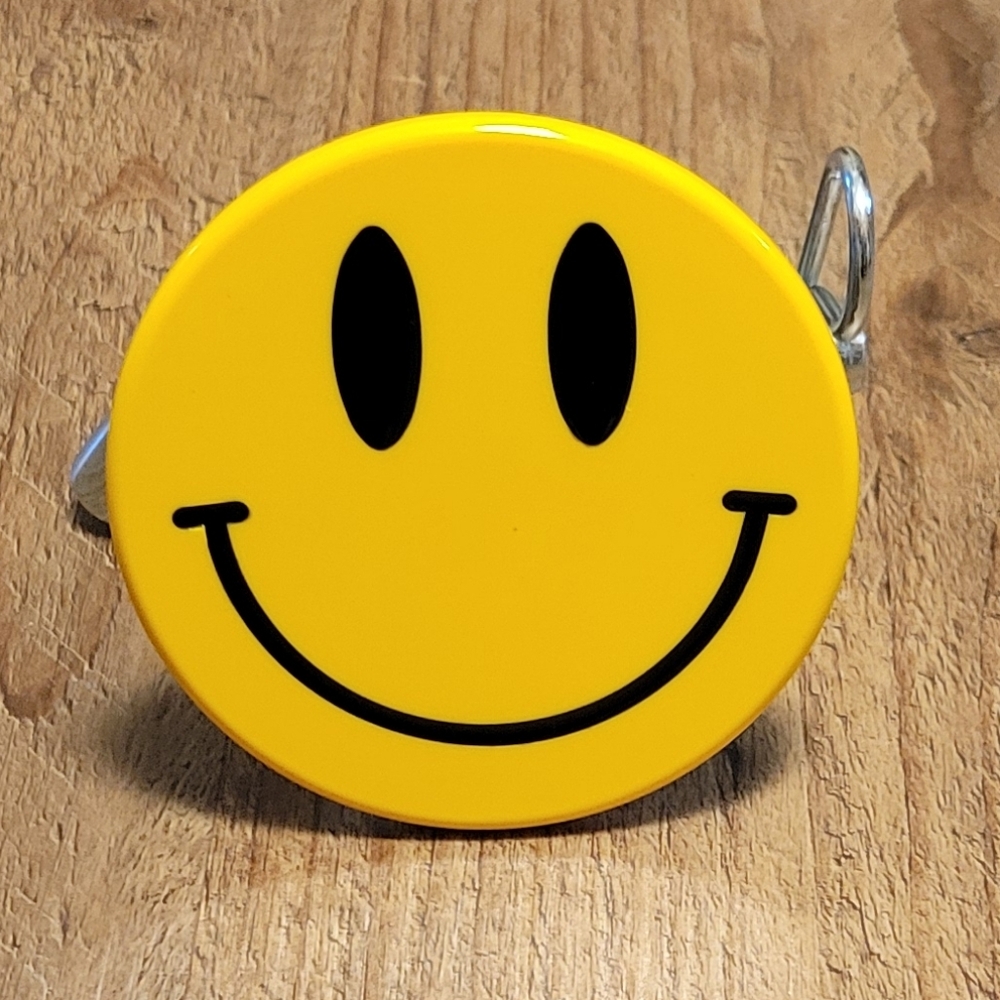 Yellow & Black Smiley Face Hitch Cover Plug. Hitch pin & bolt included!